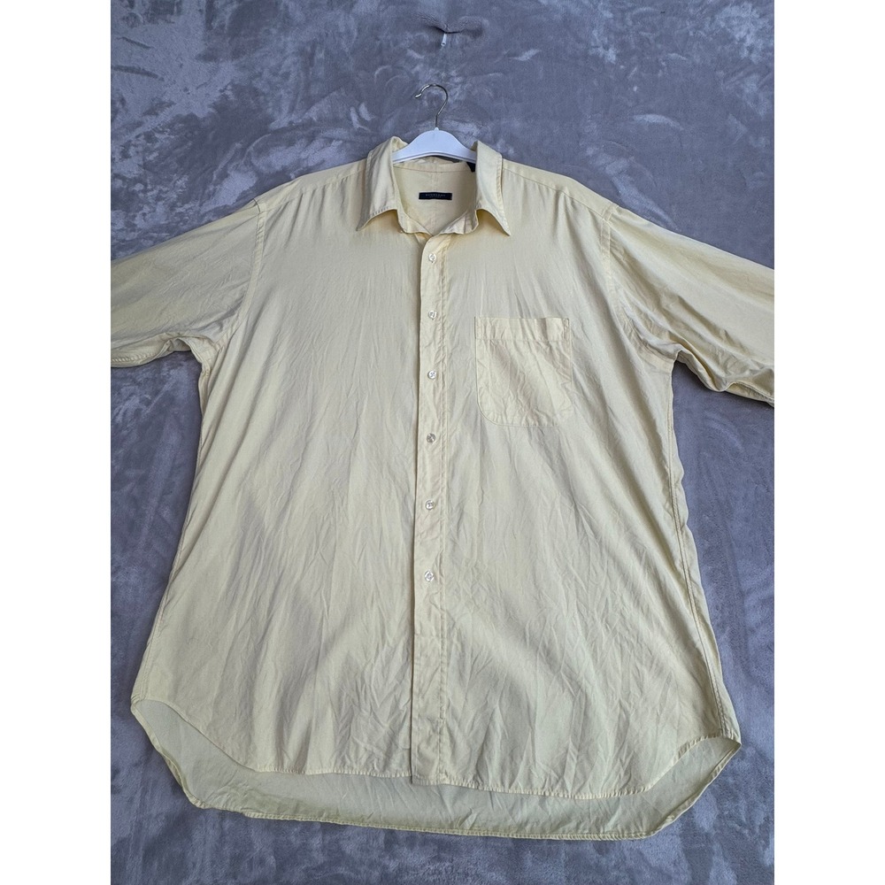 Burberry London Men's Yellow Button Down Dress Shirt 17 1/2 x 34 Made in USA